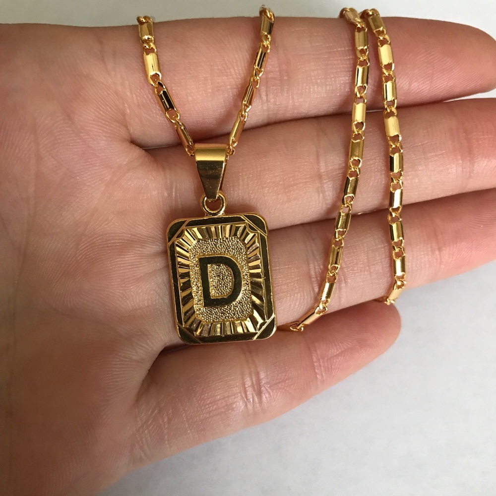 New real 18k gold plated letter necklaces